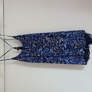 Lucky Brand womens blue and white strappy top sz xl